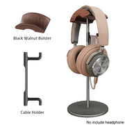 Black Walnut Wood & Aluminum Headphone Stand Nature Walnut Gaming Headset Holder