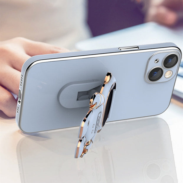 3D Astronaut Folding Stand Soft Phone Case For iPhone