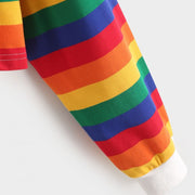 Contrast Striped Rainbow Crop Sweatshirt