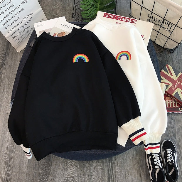 Rainbow Embroidery Fleece Pullover