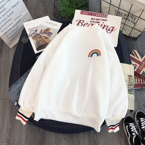 Rainbow Embroidery Fleece Pullover