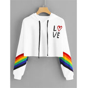 Rainbow striped hooded sweater sweater T-shirt women