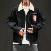 Contrast Lapel Collar Tooling Jacket