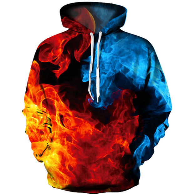 New Colorful Flame Hoodie 3d Fluorescence Sweatshirt