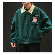 Contrast Lapel Collar Tooling Jacket