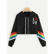 Rainbow striped hooded sweater sweater T-shirt women