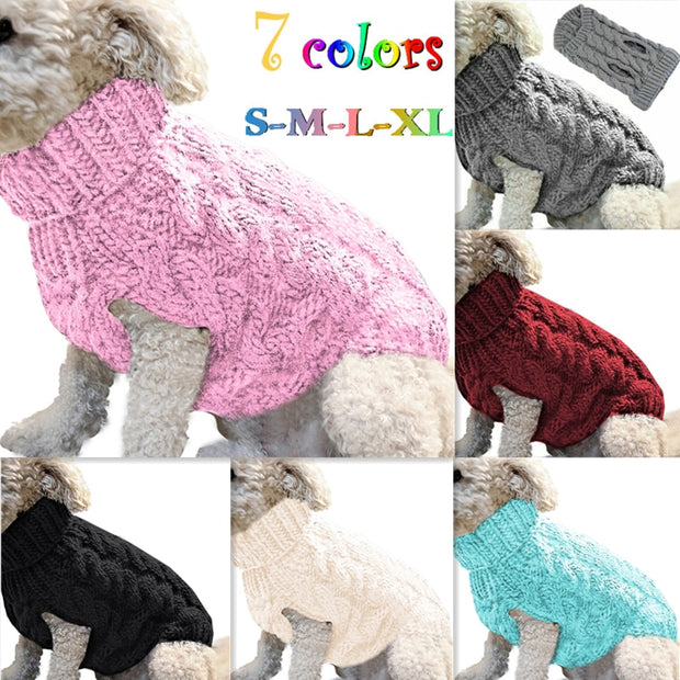 Warm Dog Cat Sweater Clothing Winter Turtleneck Knitted Pet Cat Puppy