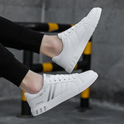 Men Vulcanize Shoes Soft Comfortable Leather Shoes Men Cheap White