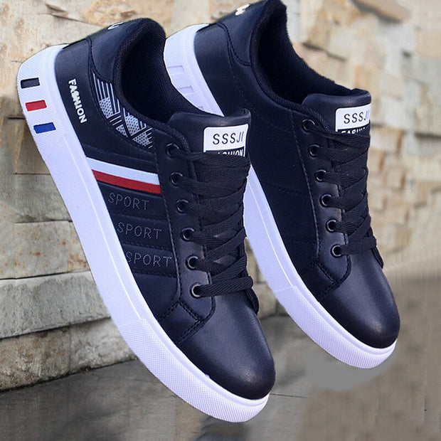Men Vulcanize Shoes Soft Comfortable Leather Shoes Men Cheap White