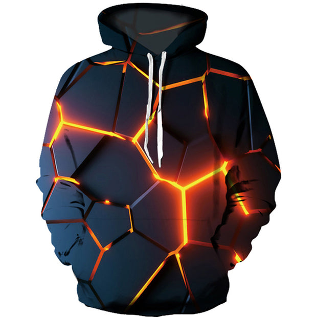 New Colorful Flame Hoodie 3d Fluorescence Sweatshirt