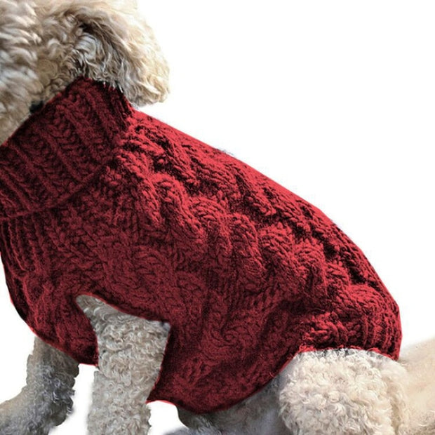 Warm Dog Cat Sweater Clothing Winter Turtleneck Knitted Pet Cat Puppy