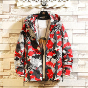 Graffiti Printed Hooded Windbreaker Jacket