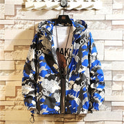 Graffiti Printed Hooded Windbreaker Jacket