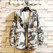 Graffiti Printed Hooded Windbreaker Jacket