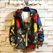 Graffiti Printed Hooded Windbreaker Jacket